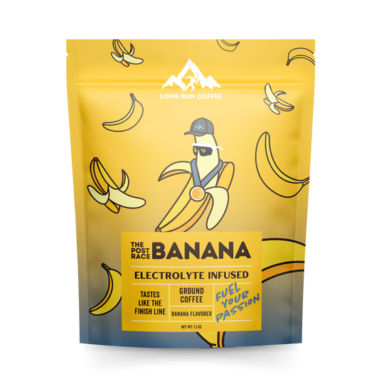 Banana flavored electrolyte infused coffee for runners